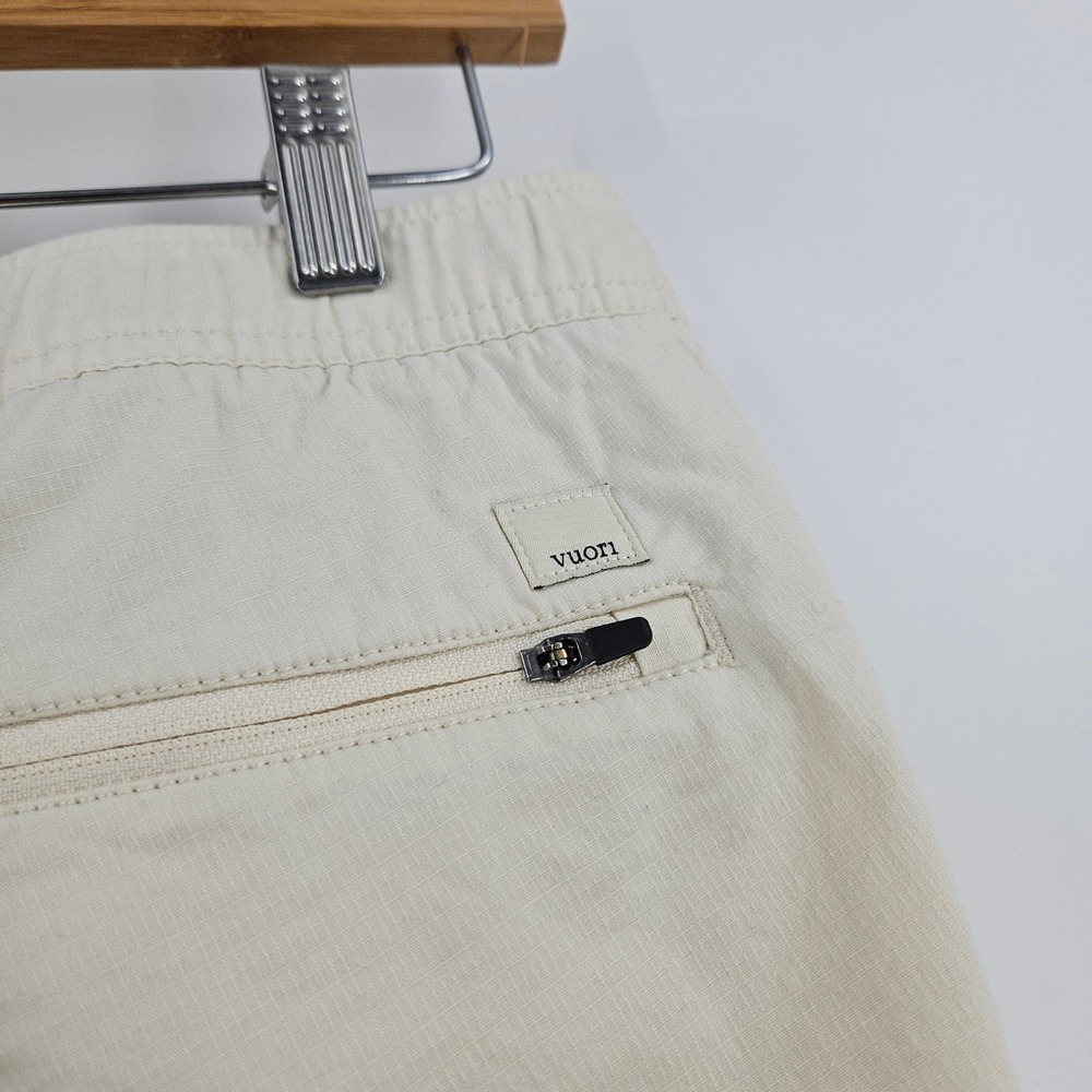 Vuori Ripstop Climber Pants White Khaki Organic Cotton Drawstring Straight Leg S - Picture 7 of 8